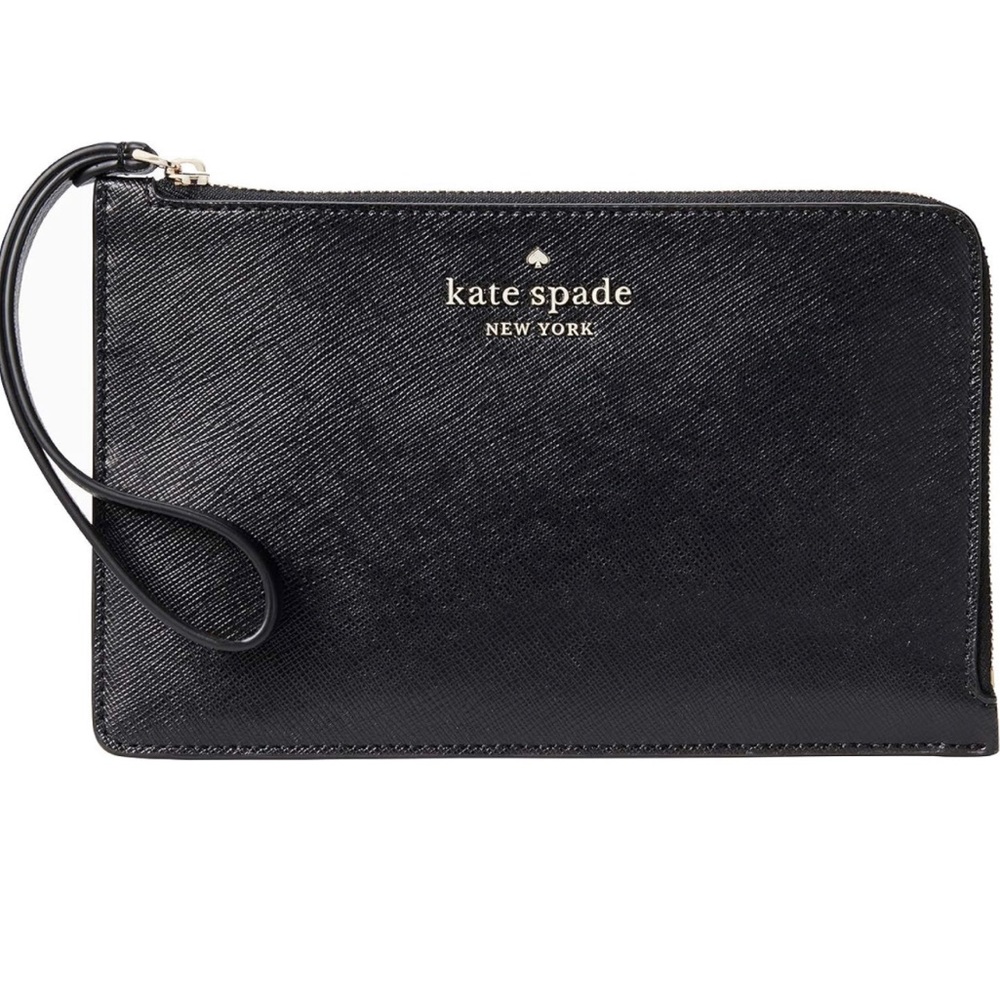 Kate Spade Medium Black Wristlet Saffians Leather NEW!